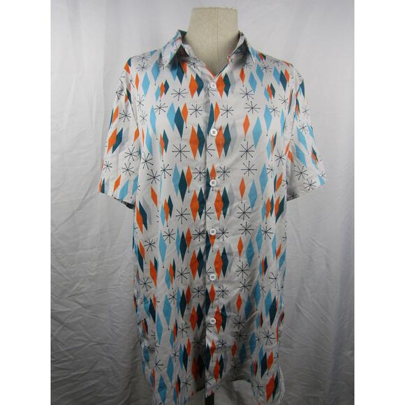 Misslook Retro Rockabilly Atomic Starburst Camp Shirt Size Medium - Picture 1 of 9